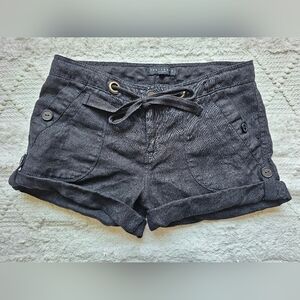 Sanctuary Women's Roll Tab 100% Linen Shorts Size 26 Black Beachy